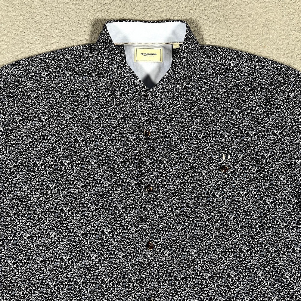 7 Diamonds Shirt Mens Large Geometric Abstract‎ Casual Preppy Button Up Pocket